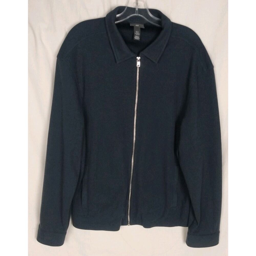 H&M Men's Waffle Knit Full-Zip Gray Jacket‎ Size XL